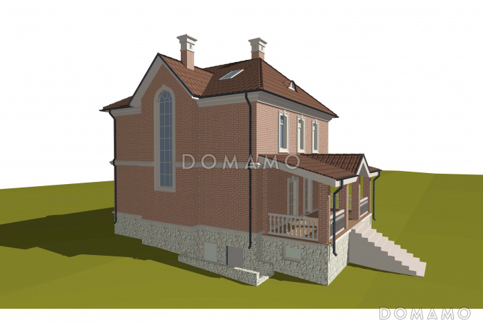 Проект классического коттеджа из кирпича с подвалом и террасой Проект классического коттеджа из кирпича с подвалом и террасой