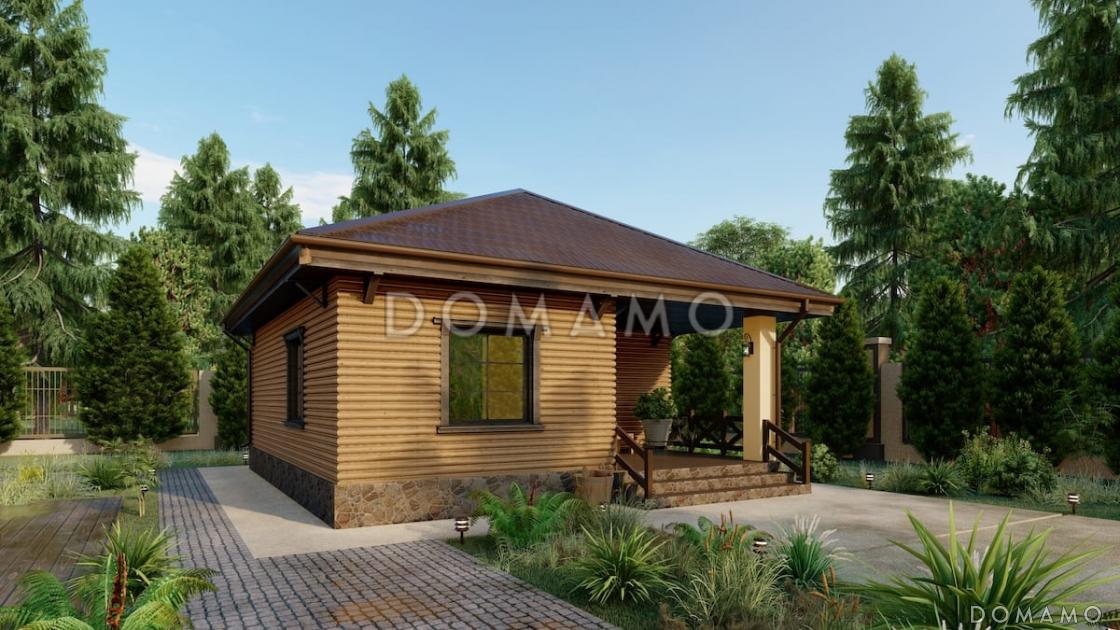 Проект компактной бани из газобетона с комнатой отдыха / 1