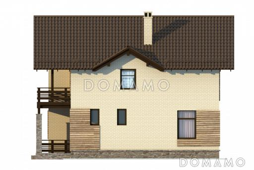 Проект квадратного коттеджа с облицовкой клинкером слоновая кость / Фасад 3