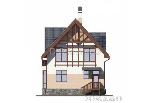 Проект двухэтажного дома с тремя спальными комнатами, кабинетом и небольшим балконом / Фасад 3