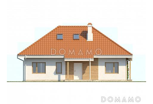 Проект одноэтажного дома из кирпича со свободной планировкой на мансардном этаже / Фасад 1