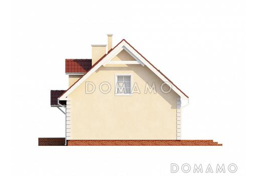 Проект одноэтажного мансардного дома из кирпича с тремя спальнями, балконом и красивыми мансардными окнами / Фасад 2