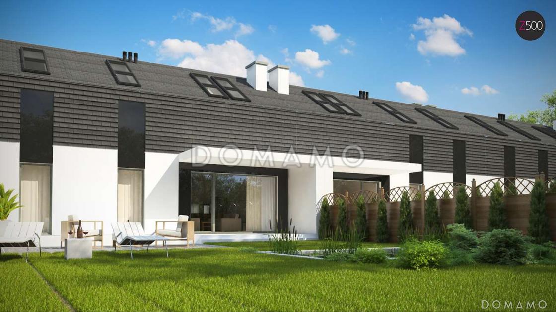 Проект современных мансардных домов-близнецов из кирпича с большим гаражом, открытой террасой на втором этаже и четырьмя спальнями / 9