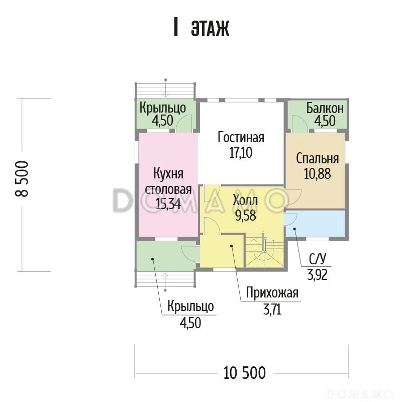 Проект загородного дома из клееного бруса со вторым светом / План 1 этажа Проект загородного дома из клееного бруса со вторым светом / План 1 этажа