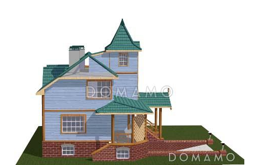 Проект коттеджа с башенкой и гаражом / Фасад 4