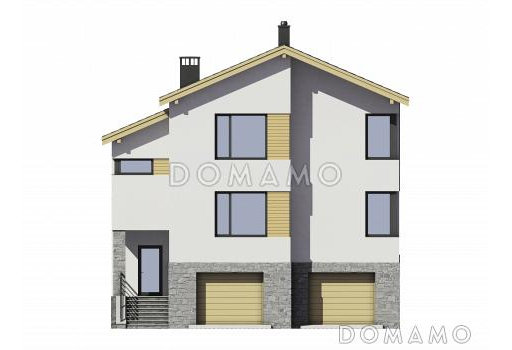 Проект трехэтажного кирпичного дома с двойным гаражом / Фасад 2