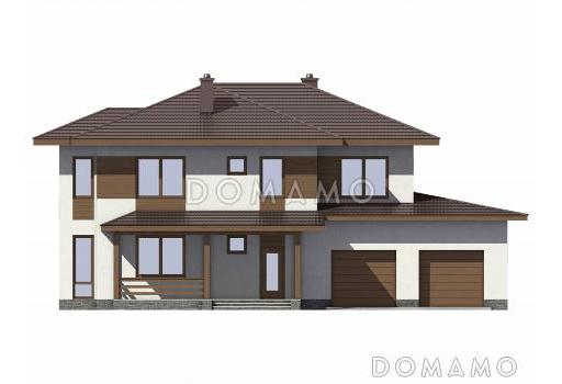 Проект дома из газобетона со светлой верандой / Фасад 1