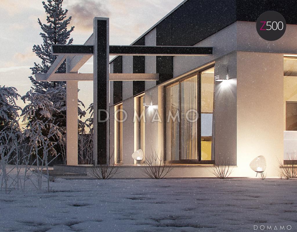 Проект современного одноэтажного дома из кирпича со светлой просторной гостиной и тремя спальнями в стиле хай-тек / 4