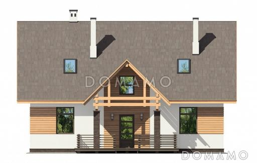 Проект лаконичного мансардного дома со строгой отделкой / Фасад 1