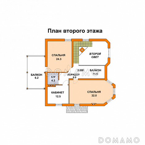 Проект дома из газобетона с башней / План мансардного этажа Проект дома из газобетона с башней / План мансардного этажа