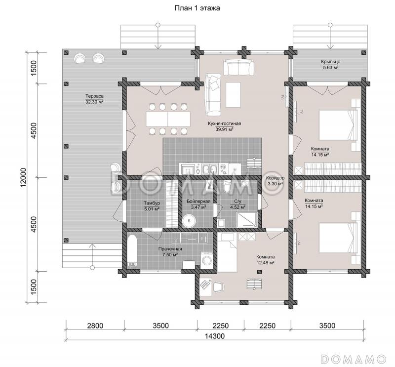 ТУРИН 150 / План 1 этажа ТУРИН 150 / План 1 этажа