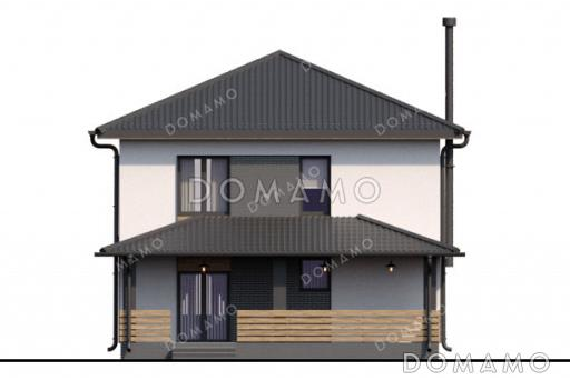 Проект двухэтажного коттеджа с 3 спальнями, просторной кухней-гостиной и крытой террасой / Фасад 4