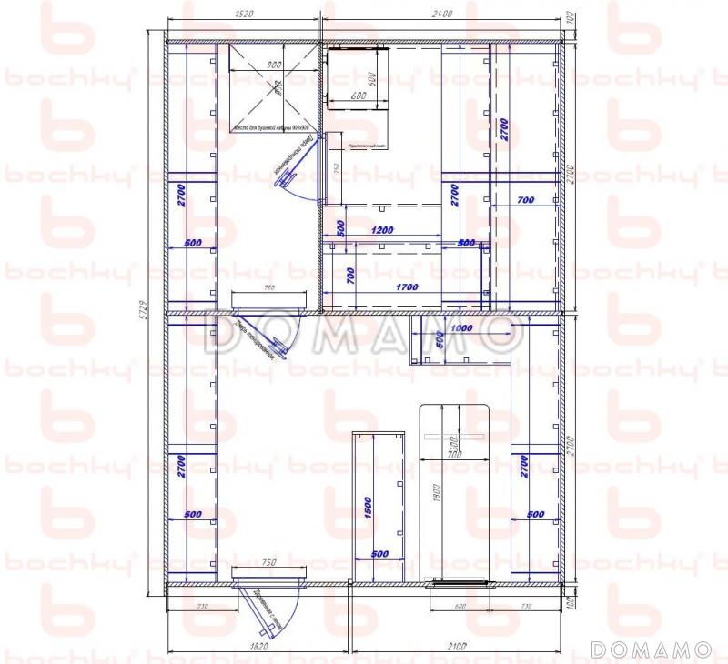 Баня Квадроовал 6х4 / План 1 этажа