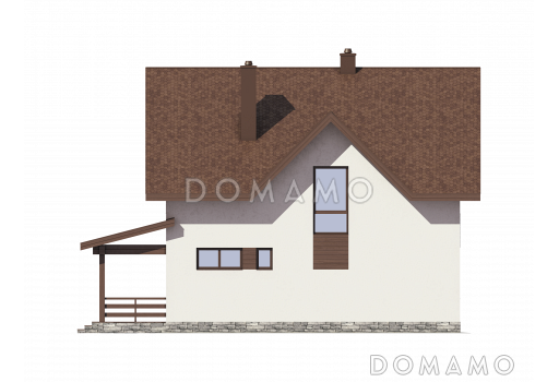 Проект загородного дома с крытой террасой и просторными спальными комнатами из SIP панелей / Фасад 2