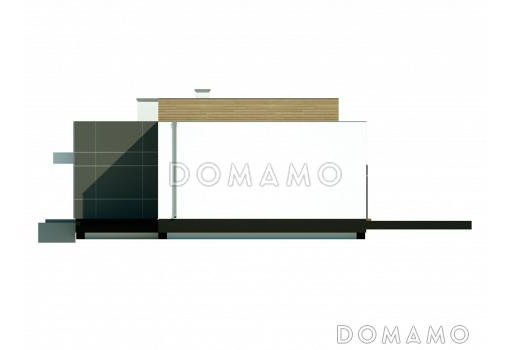 Проект современного одноэтажного дома из кирпича с тремя спальнями и светлой просторной гостиной / Фасад 4