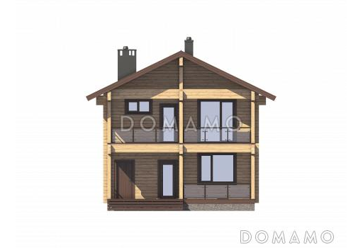 Проект двухэтажного дома из бруса с тремя спальнями / Фасад 1