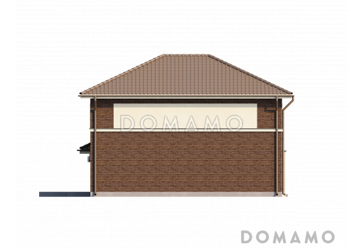 Проект современного двухэтажного дома из кирпича с четырьмя спальнями, кабинетом и пристроенным гаражом / Фасад 4