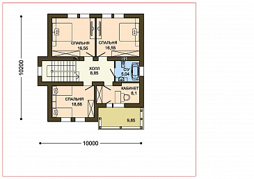 Проект двухэтажного коттеджа с облицовкой клинкером и с навесом для автомашины / План 2 этажа Проект двухэтажного коттеджа с облицовкой клинкером и с навесом для автомашины / План 2 этажа