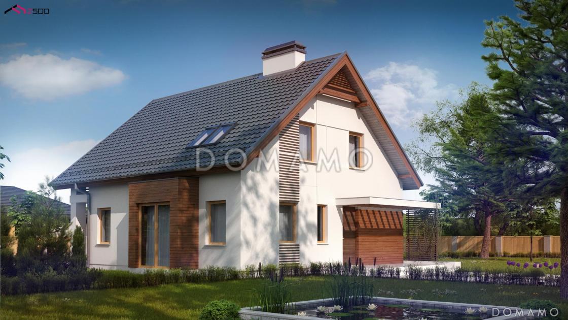 Проект комфортного дома с кладовой, балконом, тремя светлыми спальнями в мансарде / 3