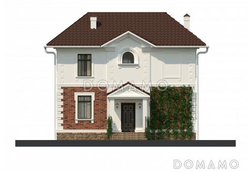 Проект небольшого двухэтажного особняка из SIP панелей с парадным фасадом / Фасад 4