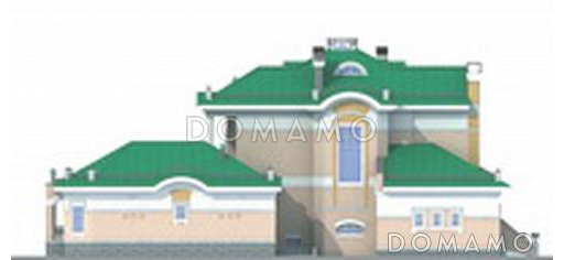 Проект коттеджа с двусветной гостиной, отдельным бассейном и гаражом / Фасад 2