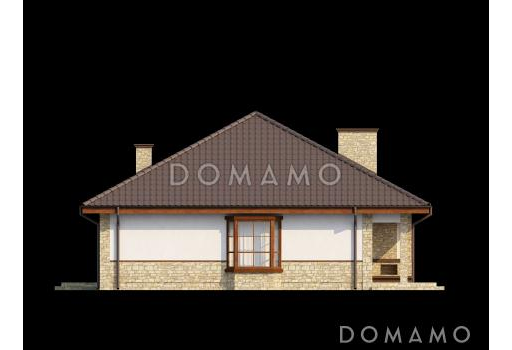 Проект одноэтажного дома из газобетона с зоной барбекю на террасе  / Фасад 4