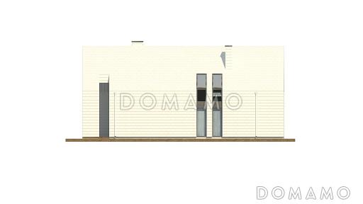 Проект одноэтажного мансардного дома из газобетона с балконом и современными элементами экстерьера и встроенным гаражом / Фасад 4