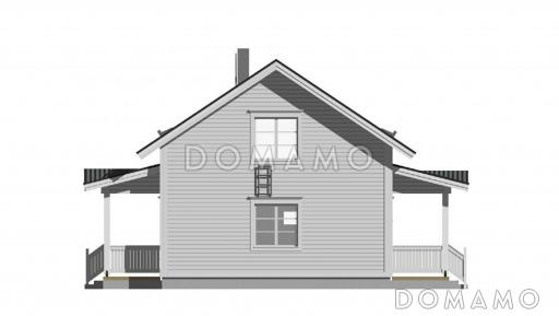 Проект компактного каркасного дома c одной спальней на первом этаже / Фасад 1