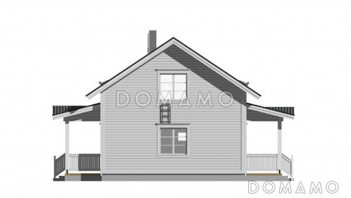 Проект компактного каркасного дома c одной спальней на первом этаже / Фасад 1