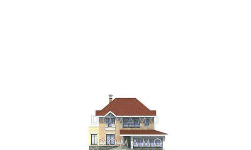 Проект дома гостиная с гаражом на два автомобиля, необычным двугранным эркером и зимним садом / Фасад 4