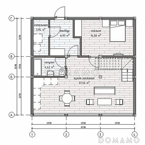Проект Фахверкого дома 138D1 / План 1 этажа