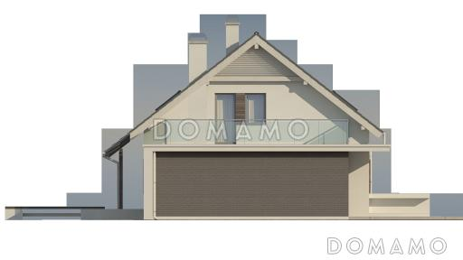 Проект одноэтажного мансардного дома из кирпича с гаражом и террасой над ним и с эркером в кухонной зоне / Фасад 4