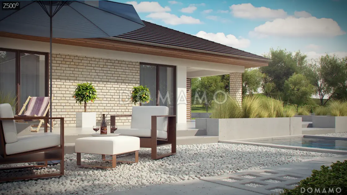 Проект одноэтажного кирпичного дома с гаражом на 2 автомобиля и подвалом / 5