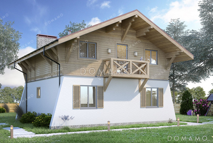 Проект коттеджа в стиле шале с 4 спальнями и нестандартными фасадами Проект коттеджа в стиле шале с 4 спальнями и нестандартными фасадами