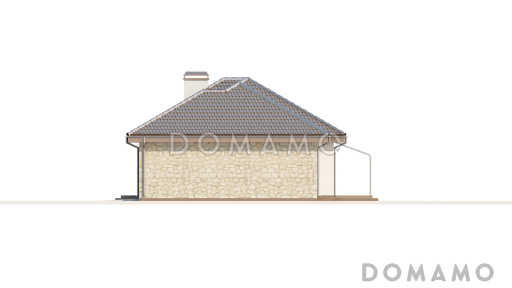 Проект одноэтажного дома из газобетона с большим встроенным гаражом на два автомобиля и мастерской  / Фасад 1