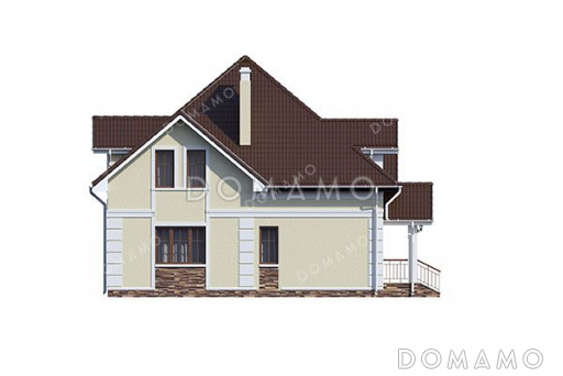 Проект одноэтажного дома с мансардой и тремя спальнями / Фасад 3