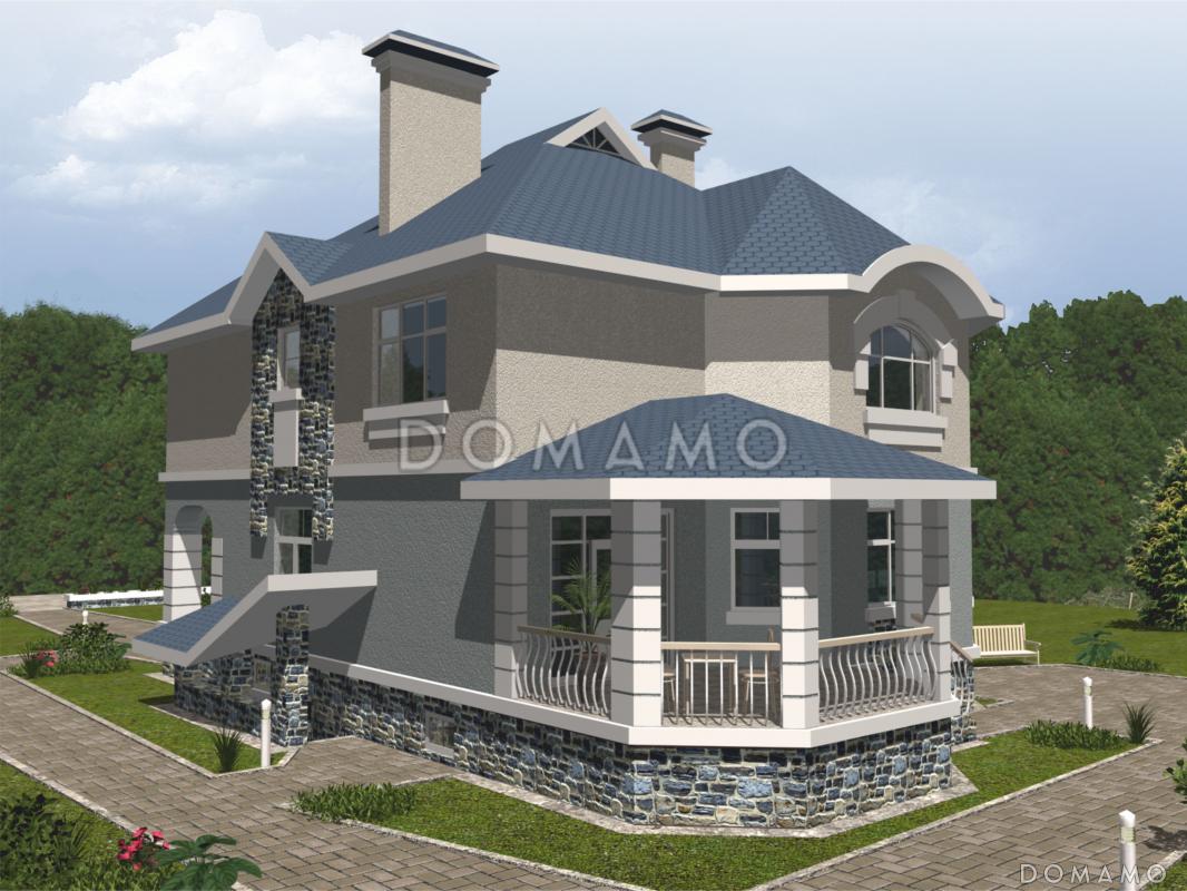 Проект представительного особняка с облицовкой камнем / 4