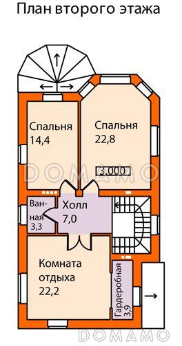 Проект небольшого кирпичного дома с выразительным обликом главного фасада / План 2 этажа