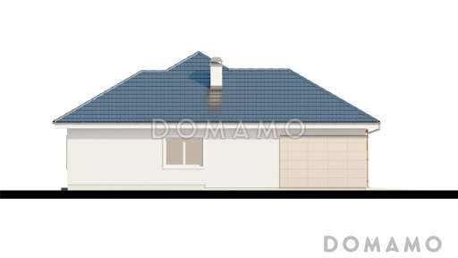 Проект одноэтажного дома из кирпича со свободной планировкой на мансардном этаже и гаражом для одного автомобиля / Фасад 4