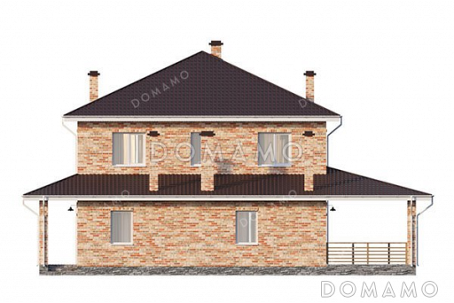 Проект дома из газобетона с террасой и тремя спальнями / Фасад 1