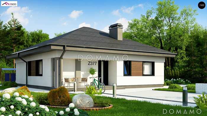 Проект простого комфортного одноэтажного дома из газобетона для небольшой семьи