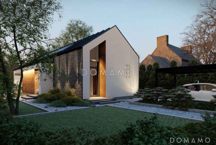 Проект эргономичного загородного дома с террасами, двумя санузлами, объединенной кухней и гостиной Проект эргономичного загородного дома с террасами, двумя санузлами, объединенной кухней и гостиной