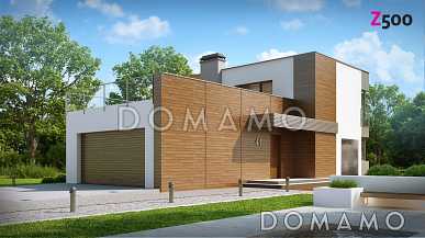 Проект современного двухэтажного дома из газобетона с тремя спальнями, пристроенным гаражом и террасой над ним Проект современного двухэтажного дома из газобетона с тремя спальнями, пристроенным гаражом и террасой над ним