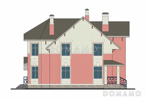 Проект кирпичного дома с пристроенным боксом на одну машину / Фасад 2