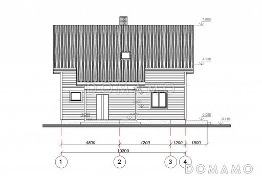 Проект дома с просторной террасой и открытым балконом / Входной фасад