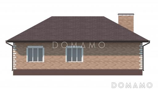 Проект одноэтажного дома из газобетона с верандой, кухней-столовой, тремя спальнями / Фасад 1