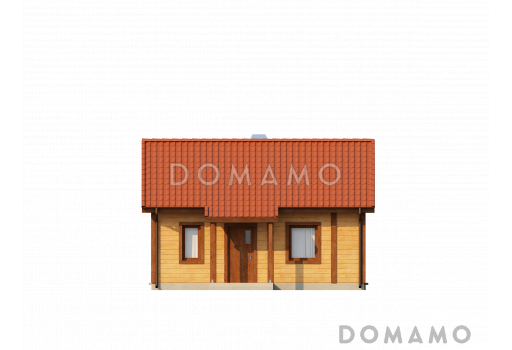 Проект маленького уютного одноэтажного дома из газобетона для круглогодичного проживания / Фасад 1