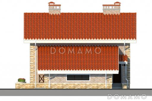 Проект дома из пеноблоков с мансардой, гаражом и тремя спальнями / Фасад 2