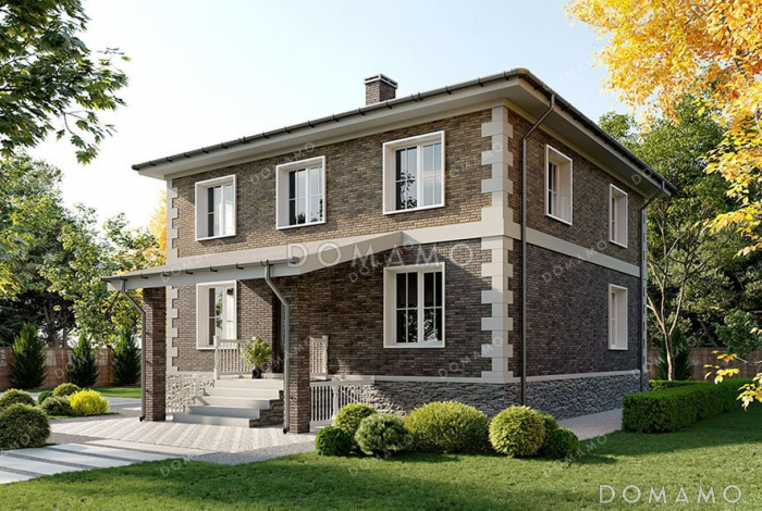 Проект двухэтажного дома с четырьмя спальнями и вальмовой крышей