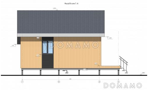 Проект каркасного дома со спальней наверху и вторым светом / Фасад 4